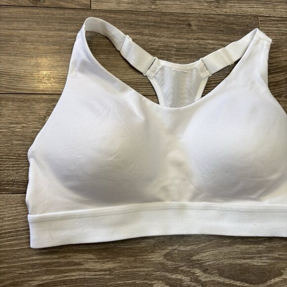 DOMYOS Size L Womens White Lined Wireless Pull On Racer Back Sports Bra - Picture 3 of 9